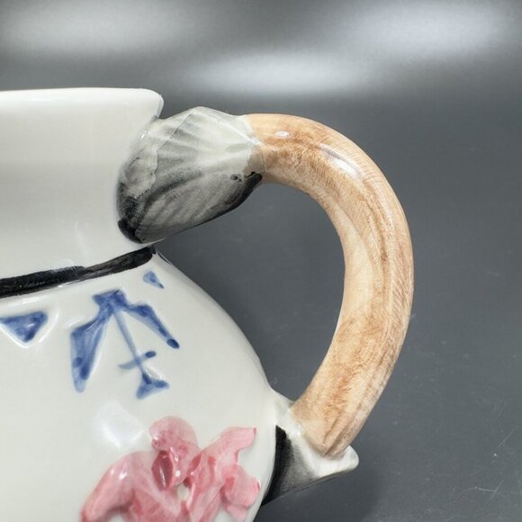 Vintage Omnibus Fitz & Floyd Ceramic Small Pitcher Creamer Buffalo Hunt Scene - Picture 13 of 15